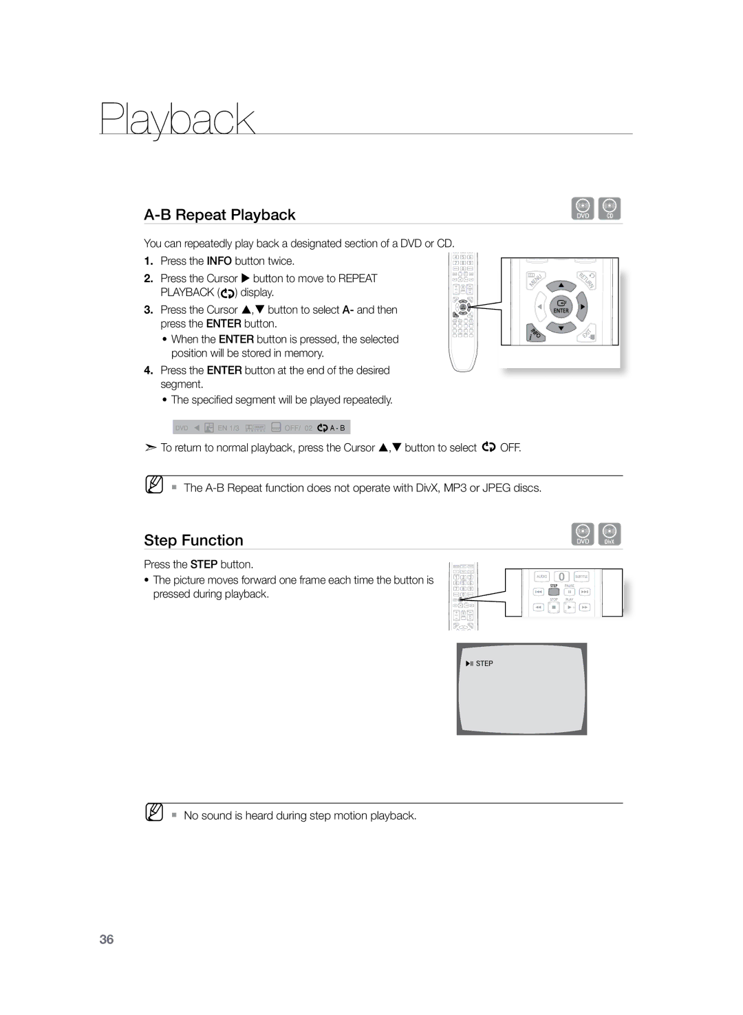 Samsung HT-Z220R/XET, HT-TZ222R/EDC, HT-Z220R/EDC, HT-TZ225R/EDC, HT-Z220R/XEF, HT-TZ225R/XEF, HT-TZ222R/XEF manual Step Function 