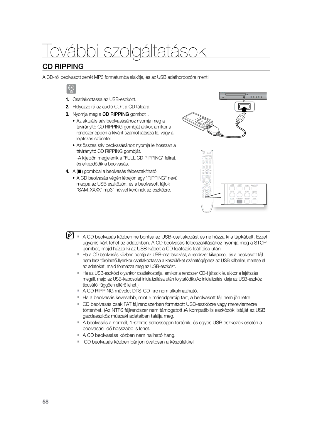 Samsung HT-Z220R/XEE, HT-TZ222R/EDC, HT-Z220R/EDC, HT-TZ225R/EDC, HT-Z220R/XET, HT-TZ222R/XET manual CD rIPPING 