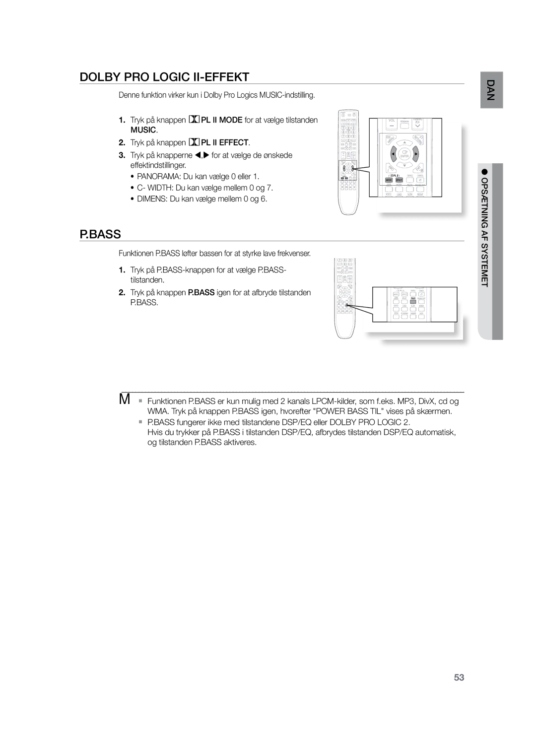 Samsung HT-TZ225R/XEE, HT-TZ222R/XEE, HT-Z220R/XEE manual Dolby Pro Logic II-effekt, Music 