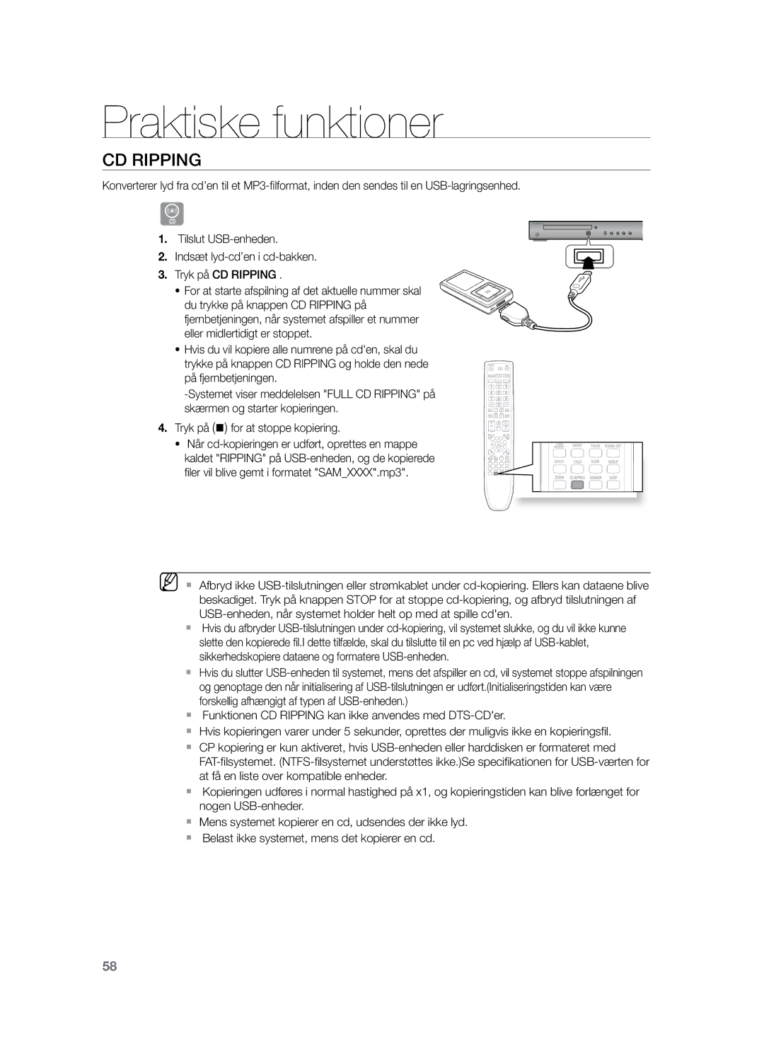 Samsung HT-Z220R/XEE, HT-TZ222R/XEE, HT-TZ225R/XEE manual CD rIPPING 