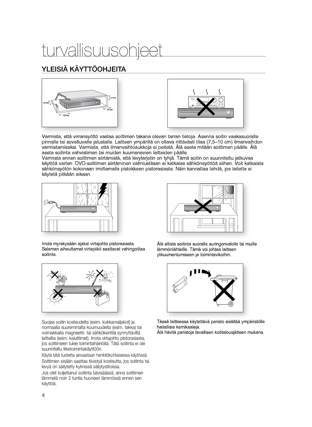 Samsung HT-Z220R/XEE, HT-TZ222R/XEE, HT-TZ225R/XEE manual Yleisiä Käyttöohjeita 