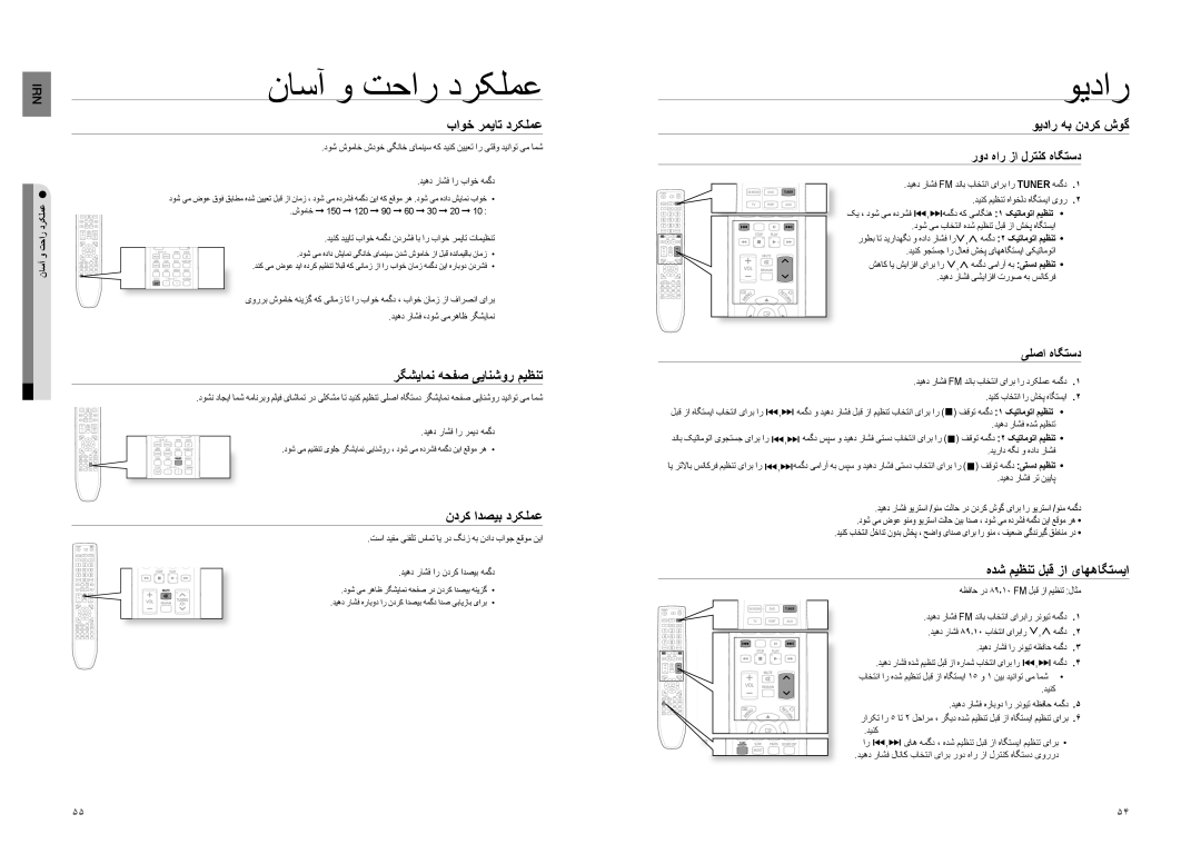 Samsung HT-TZ225T/UMG, HT-TZ222R/XER, HT-Z220T/MEA, HT-Z210M/MEA, HT-TZ225T/HAC, HT-TZ225T/MEA manual ناسآ و تحار درکلمع, ویدار 