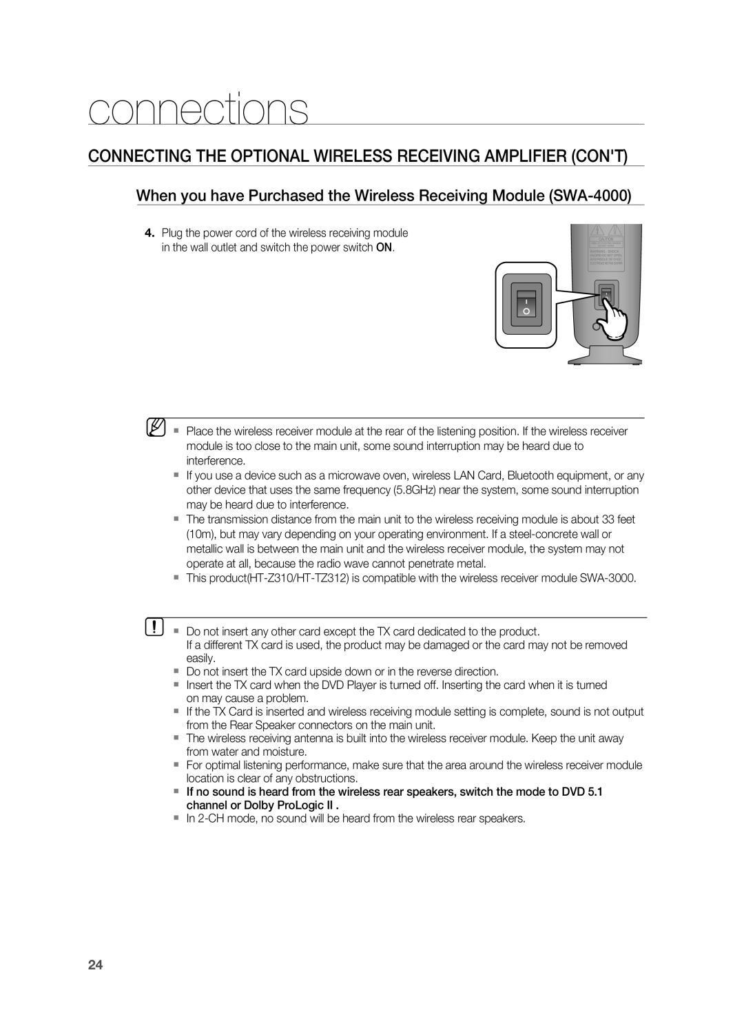 Samsung HT-TZ312, HT-Z310 manual Connections 