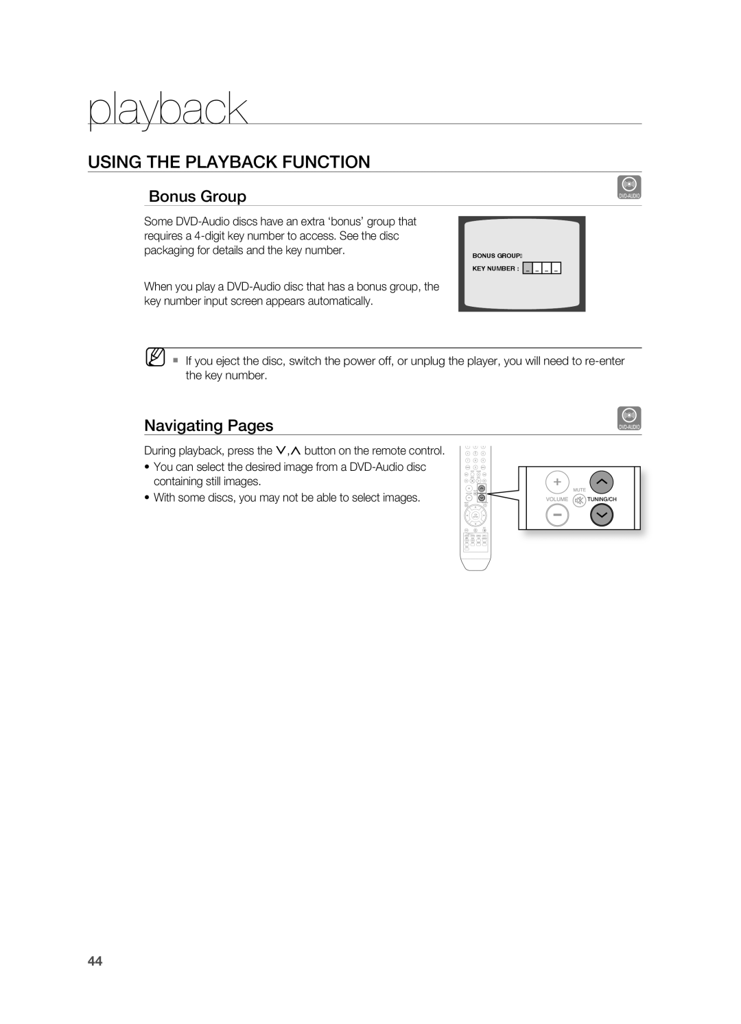 Samsung HT-TZ312, HT-Z310 manual Bonus Group, Navigating Pages 