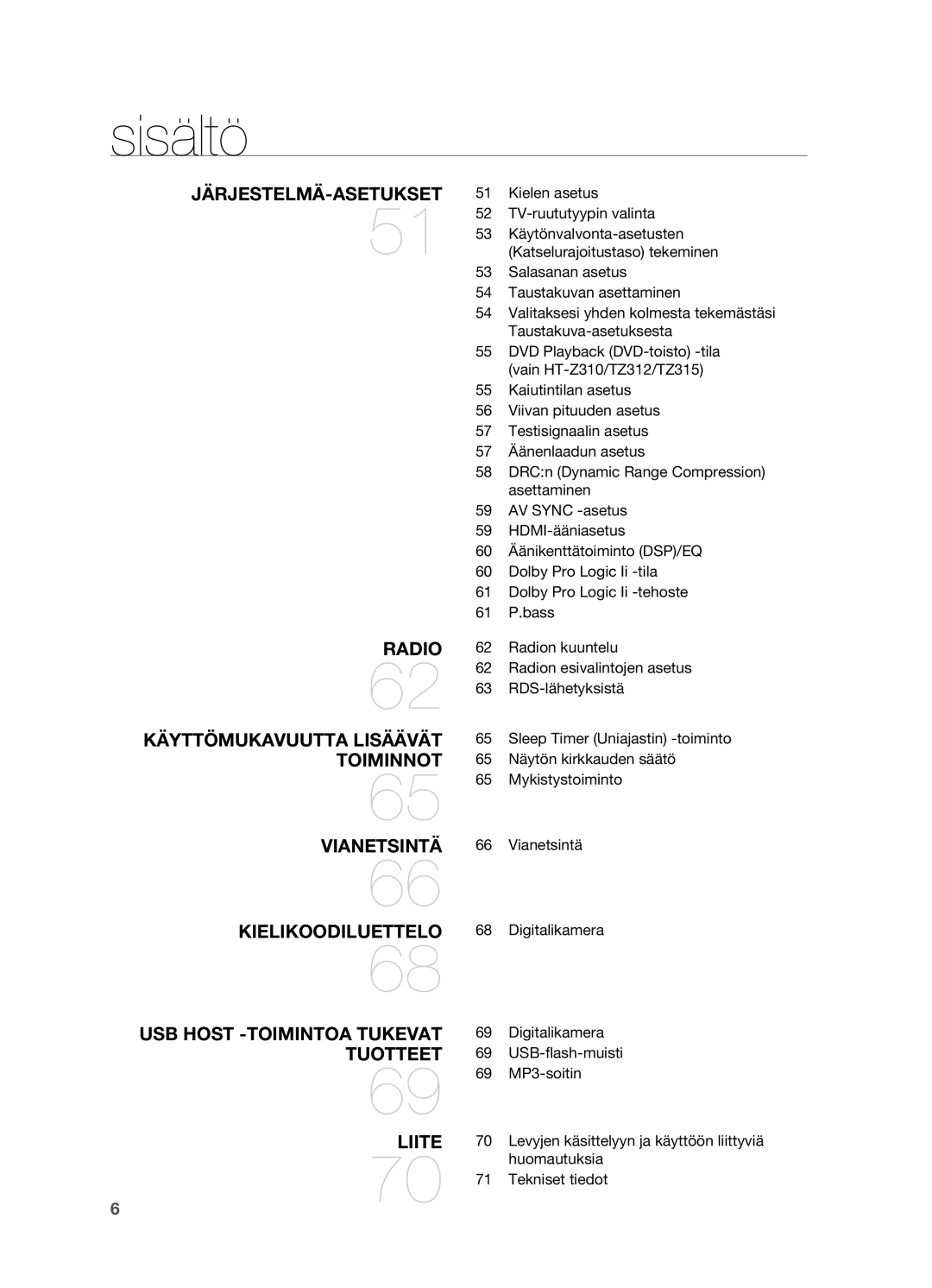 Samsung HT-TZ215R/XEE manual Kielen asetus TV-ruututyypin valinta, MP3-soitin, Levyjen käsittelyyn ja käyttöön liittyviä 