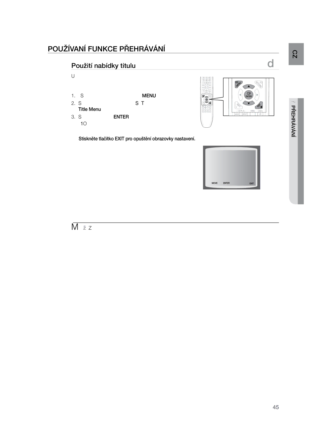 Samsung HT-Z320R/EDC, HT-TZ325R/EDC manual Použití nabídky titulu 