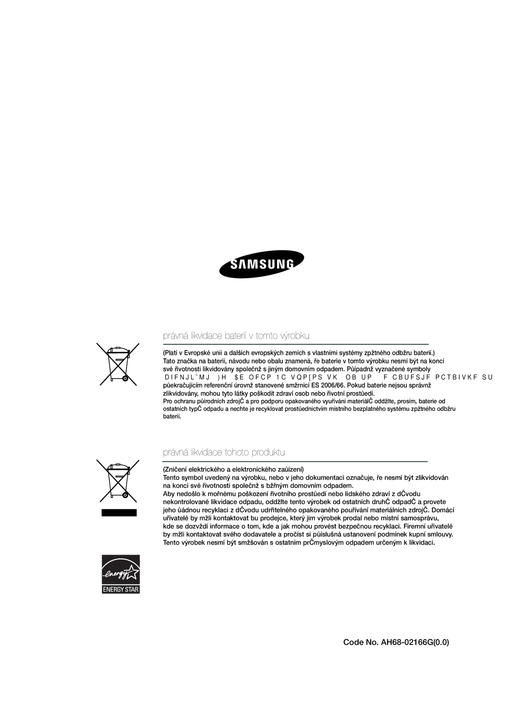 Samsung HT-TZ325R/EDC, HT-Z320R/EDC manual Správná likvidace baterií v tomto výrobku, Správná likvidace tohoto produktu 