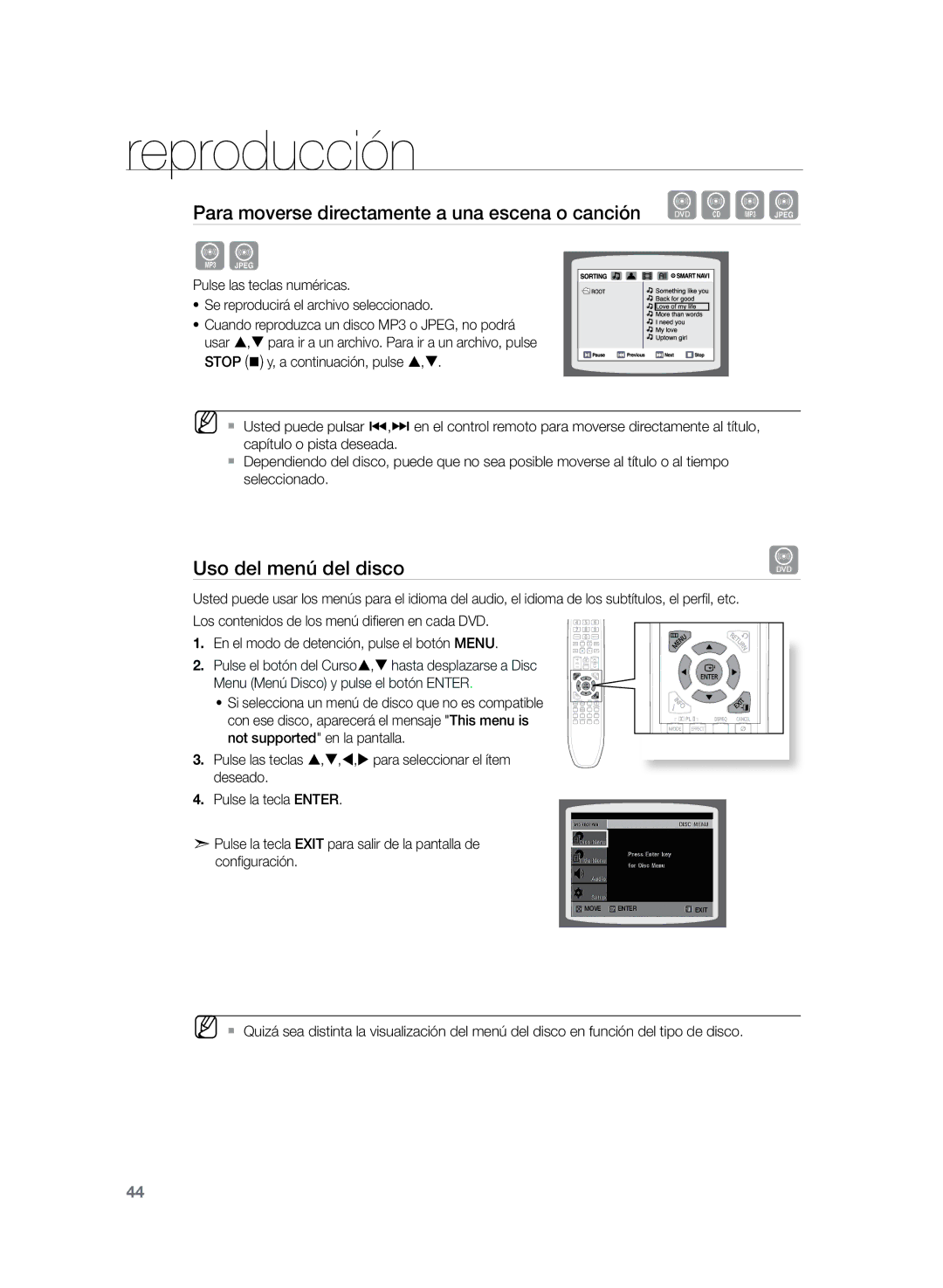 Samsung HT-TZ325R/XET, HT-TZ325R/EDC, HT-Z320R/XET manual Uso del menú del disco 