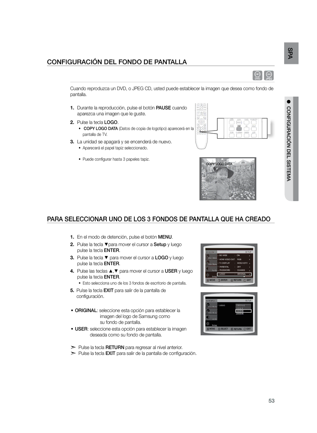 Samsung HT-TZ325R/XET, HT-TZ325R/EDC Configuración del fondo de pantalla, La unidad se apagará y se encenderá de nuevo 