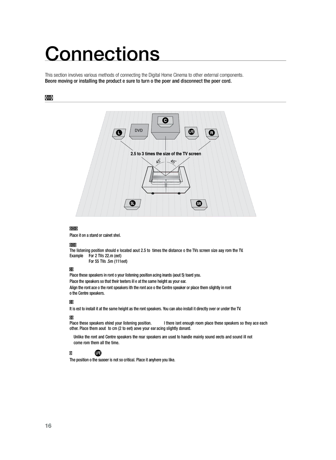 Samsung HT-TZ325R/EDC manual Connections, Connecting the Speakers 