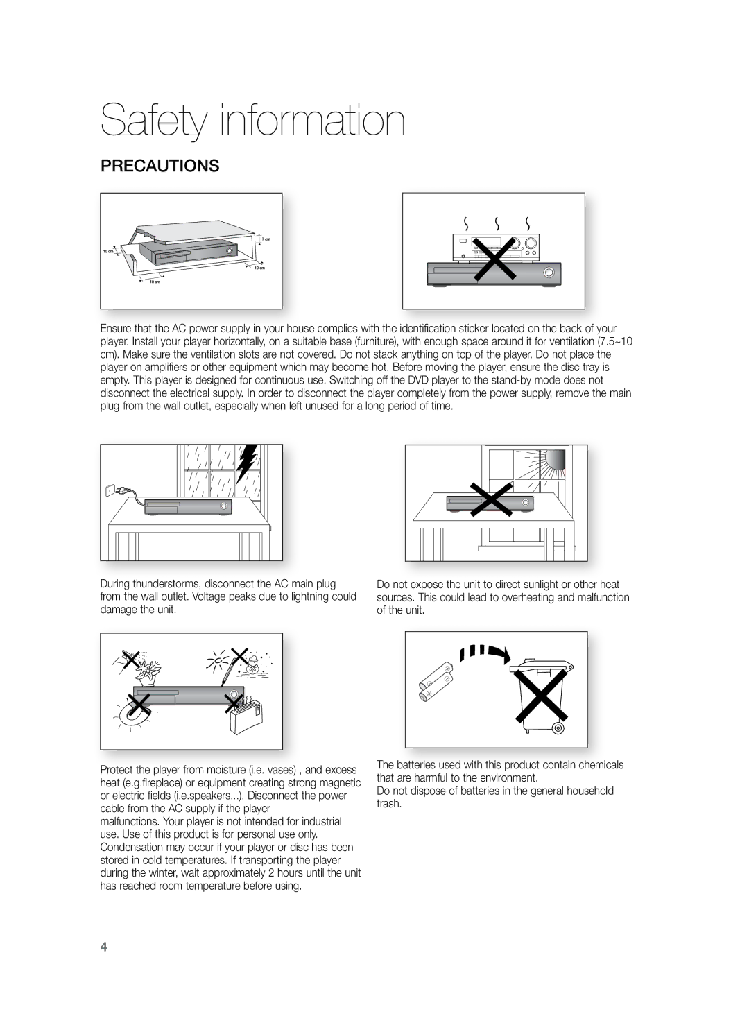 Samsung HT-TZ325R/EDC manual Precautions 