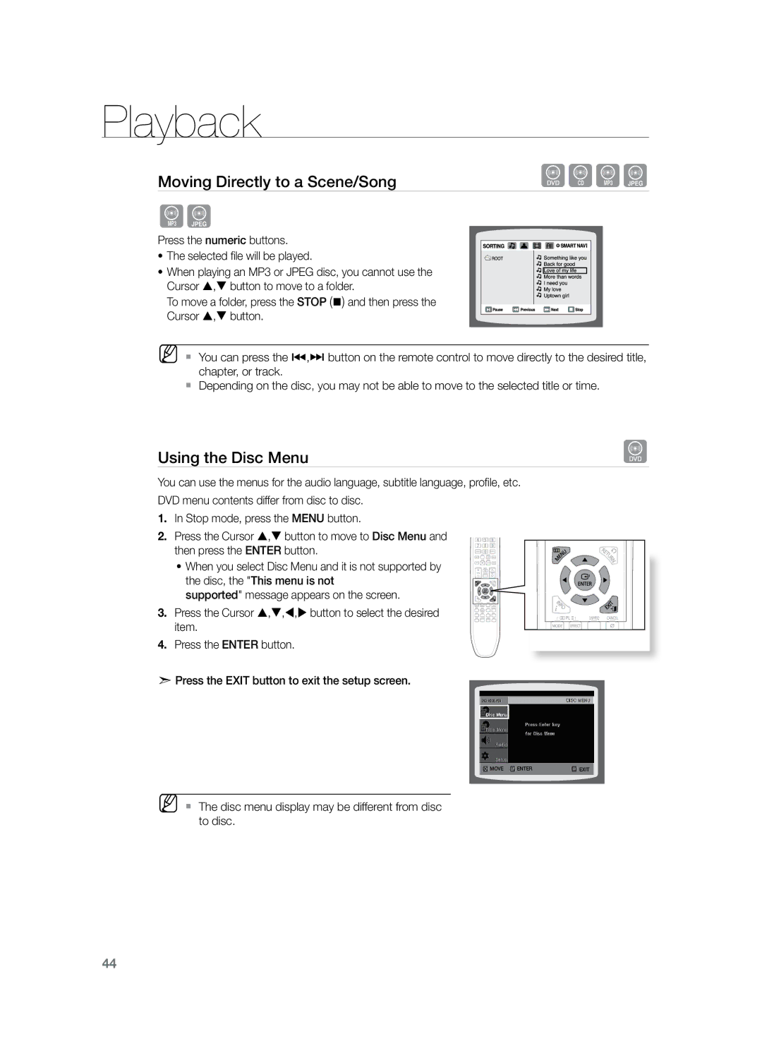 Samsung HT-TZ325R/EDC manual Using the Disc Menu 