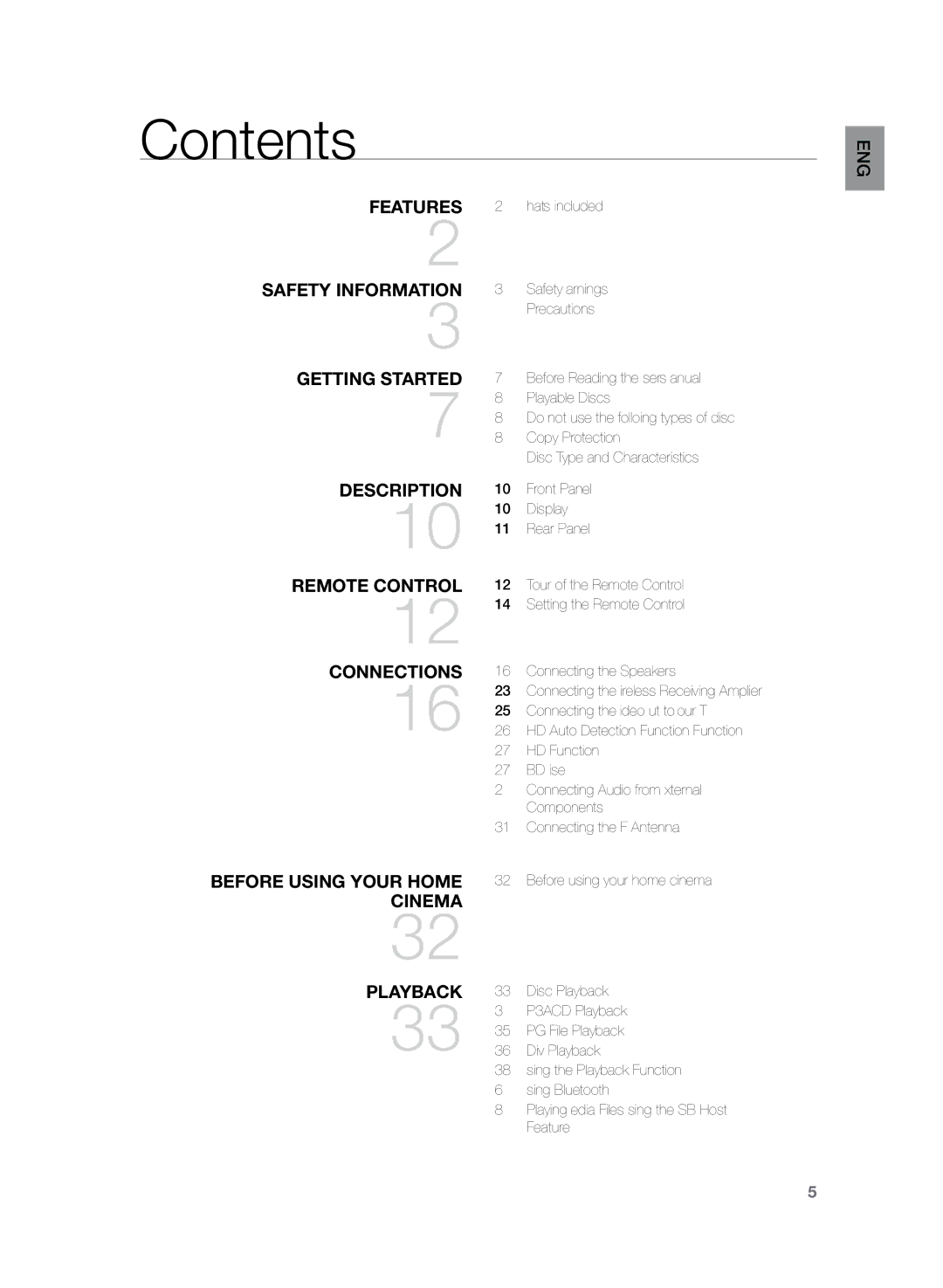 Samsung HT-TZ325R/EDC manual Contents 