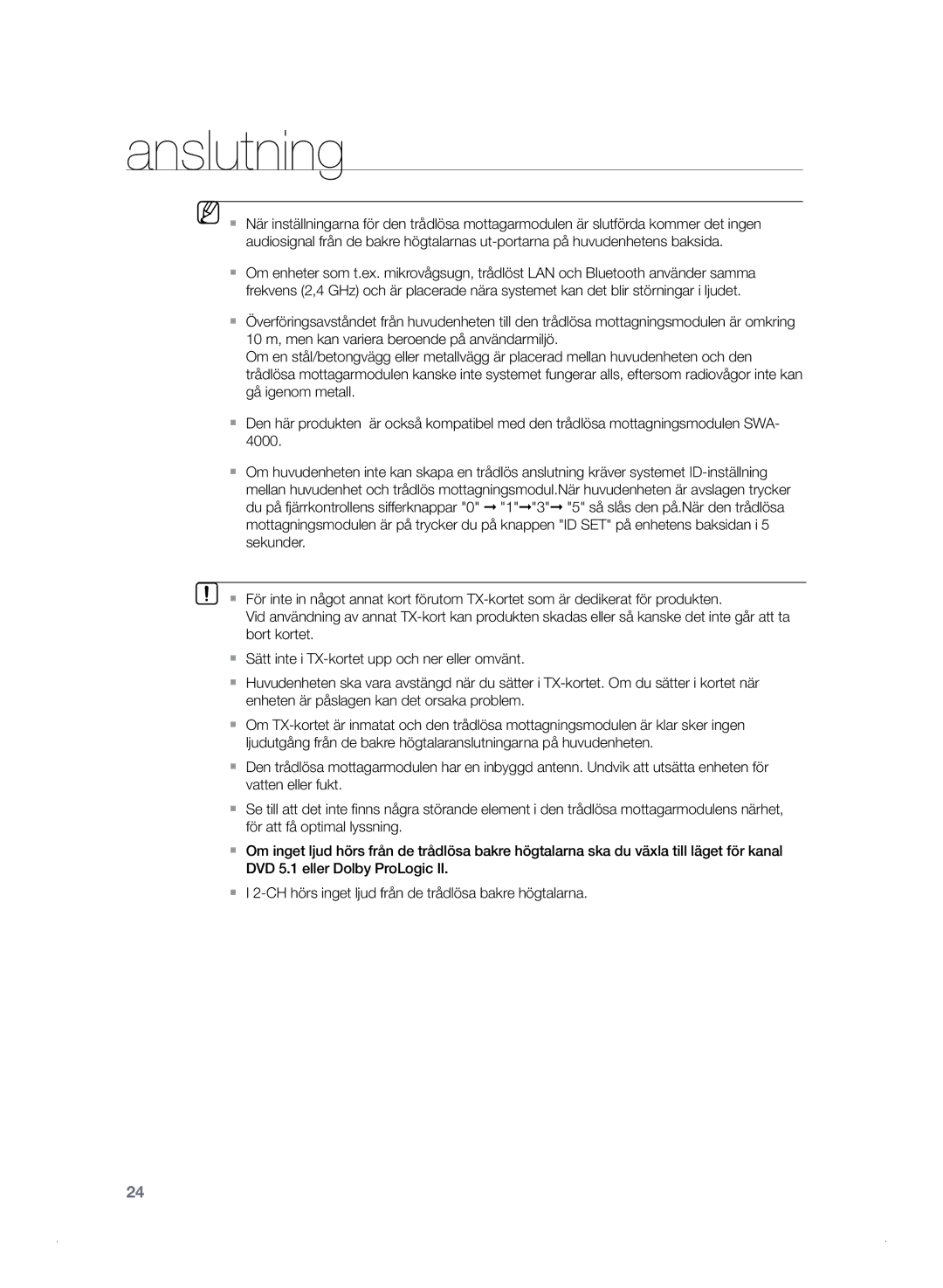 Samsung HT-TZ325R/XEE, HT-Z320R/XEE manual Anslutning 