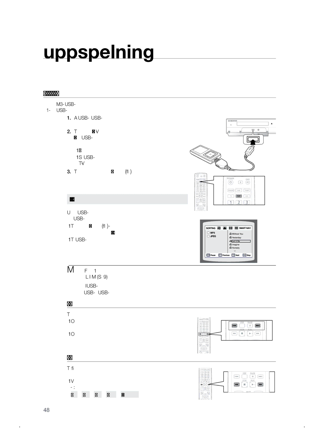 Samsung HT-TZ325R/XEE manual Spela upp mediafiler med funktionen USB Host, Snabb uppspelning, Säker PORT-borttagning 