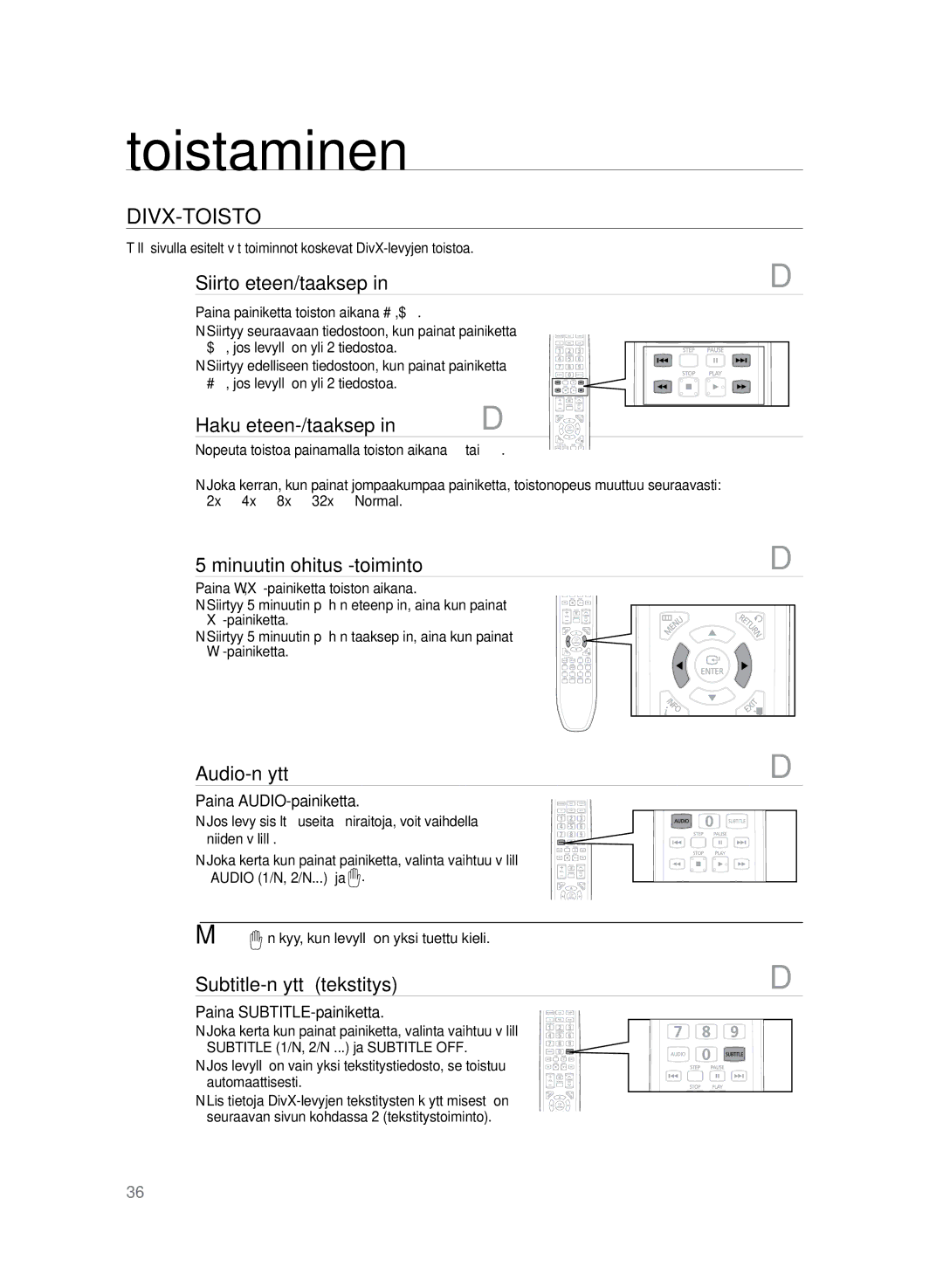 Samsung HT-TZ325R/XEE, HT-Z320R/XEE manual DivX-toisto 