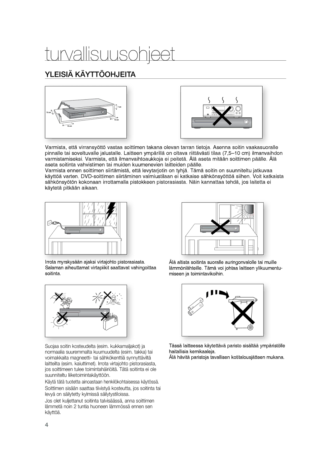 Samsung HT-TZ325R/XEE, HT-Z320R/XEE manual Yleisiä Käyttöohjeita 