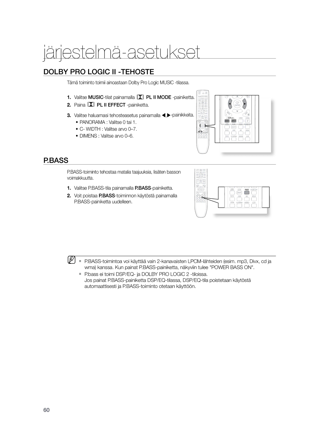 Samsung HT-TZ325R/XEE, HT-Z320R/XEE manual Dolby Pro Logic II -tehoste, Bass 