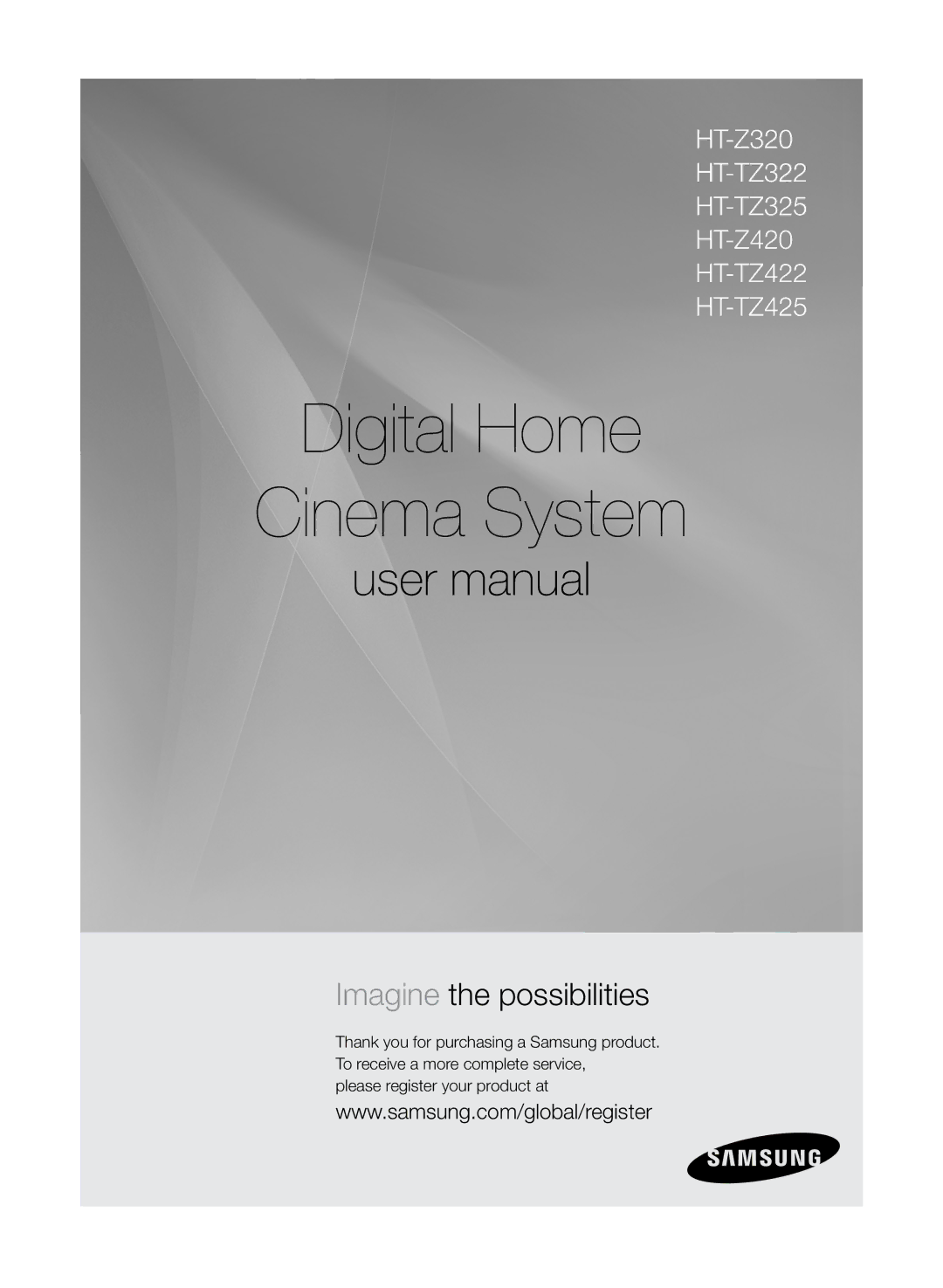 Samsung HT-TZ325T/ADL, HT-TZ425T/ADL, HT-TZ425R/EDC, HT-TZ325R/EDC, HT-Z320R/EDC manual Digital Home Cinema System 