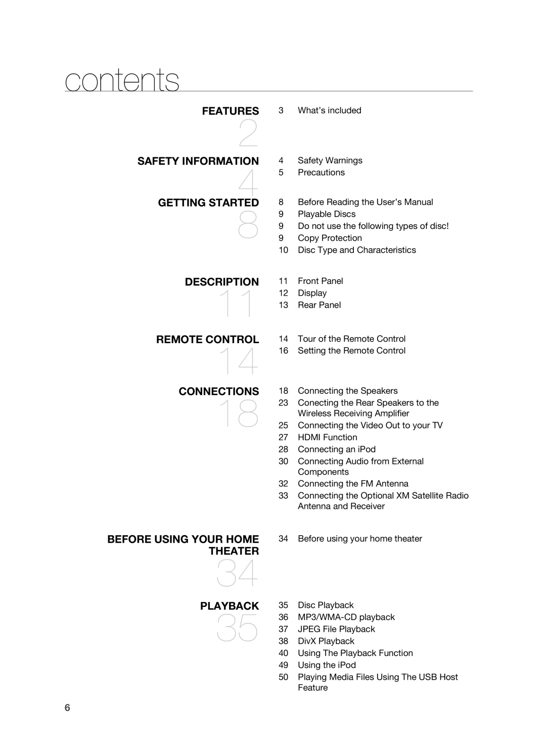 Samsung HT-TZ515 user manual Contents 