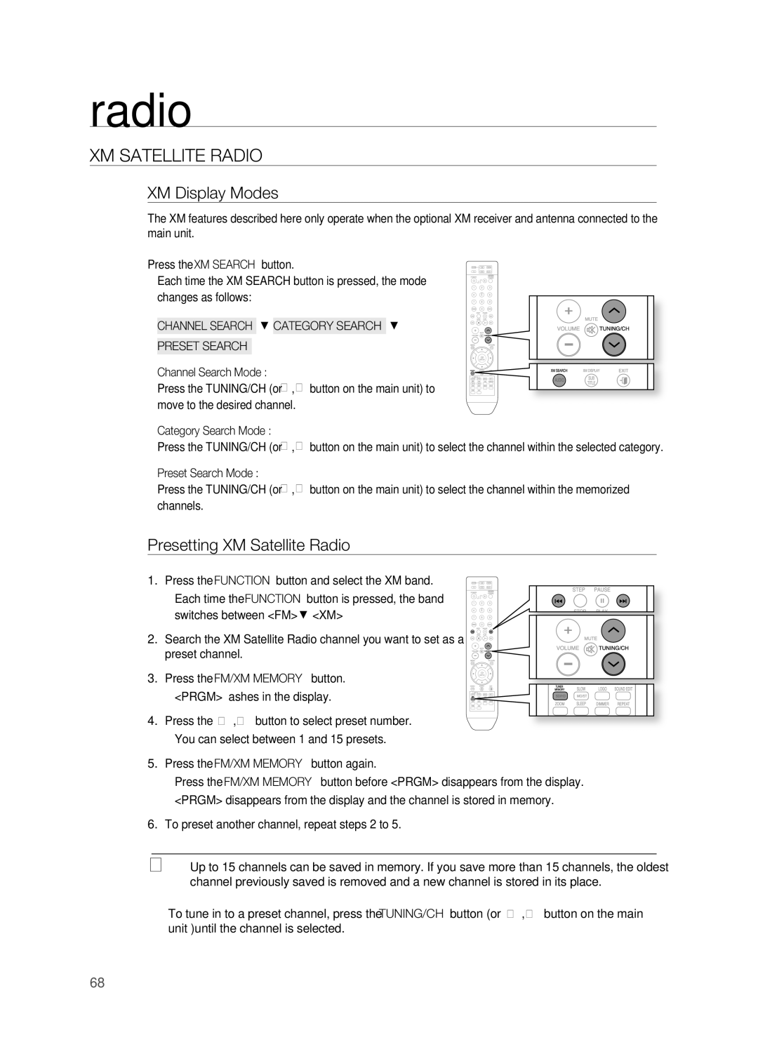 Samsung HT-TZ515 user manual Presetting XM Satellite radio 