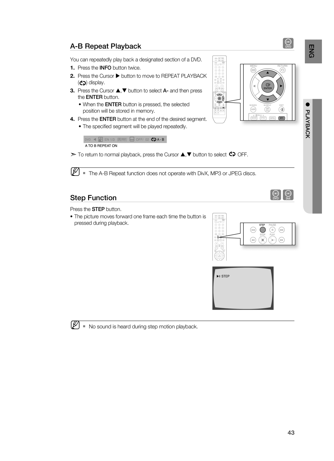 Samsung HT-TZ515 user manual A-Brepeat Playback, Step Function 