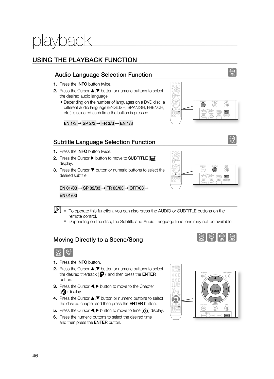Samsung HT-TZ515 user manual dBAG, playback, USINg THE PLAYBACK FUNCTION, Audio Language Selection Function 