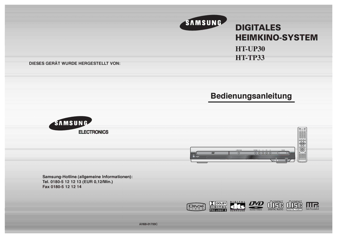 Samsung HT-UP30R/ELS, HT-UP30R/EDC, HT-TP33R/ELS, HT-TP33R/EDC manual Bedienungsanleitung 