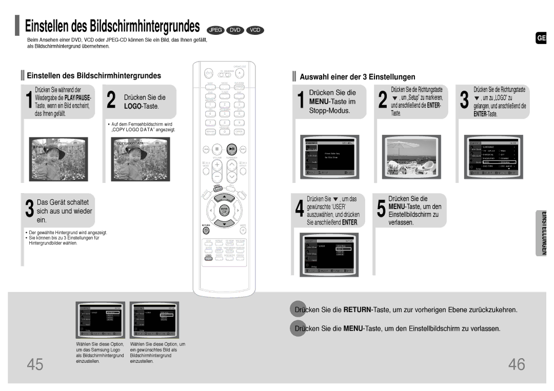 Samsung HT-UP30R/EDC, HT-UP30R/ELS manual Das Gerät schaltet sich aus und wieder ein, LOGO-Taste, Wählen Sie diese Option 