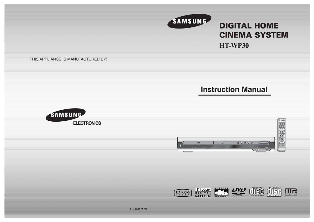 Samsung HT-WP30R/ELS manual Digital Home Cinema System 