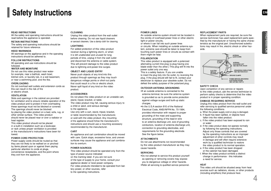 Samsung HT-WP38 All operating and use instructions should be followed, Slots and openings in the cabinet are provided 