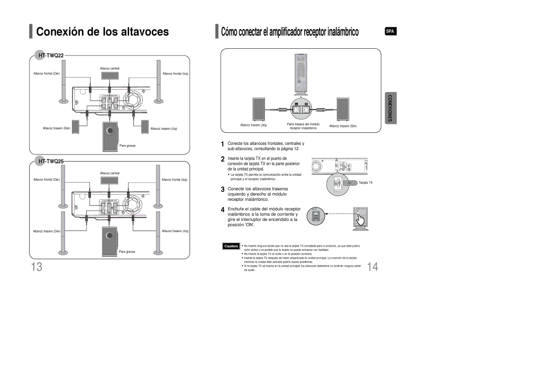 Samsung HT-WQ20R/ELS Conecte los altavoces traseros, Izquierdo y derecho al módulo, Sub-altavoces, consultando la página 
