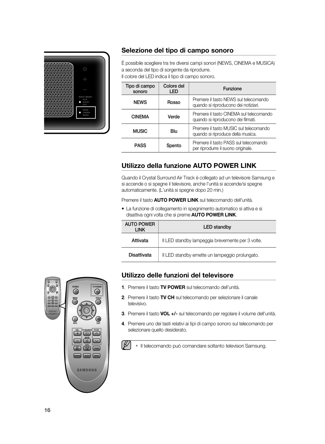 Samsung HT-WS1G/XET, HT-WS1R/XET, HT-SB1R/XET, HT-SB1G/XET manual Selezione del tipo di campo sonoro 