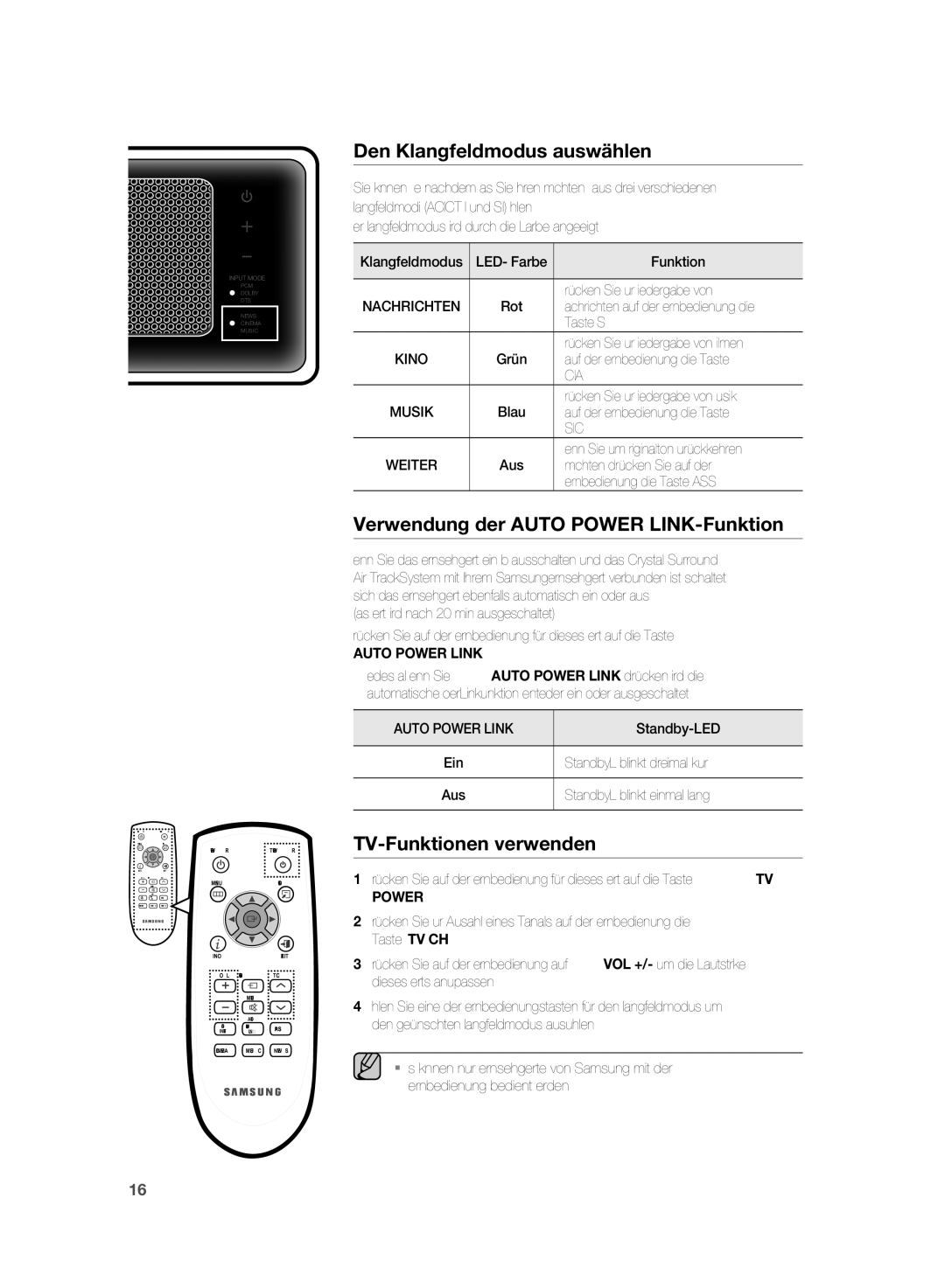 Samsung HT-WS1R/EDC, HT-WS1G/EDC, HT-WS1R/XEF, HT-SB1R/XEF, HT-WS1G/XEF, HT-SB1G/XEF manual Den Klangfeldmodus auswählen 