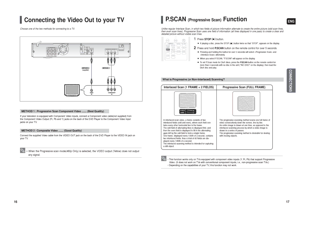 Samsung HT-X20 Connecting the Video Out to your TV, What is Progressive or Non-Interlaced Scanning?, Press Stop Button 