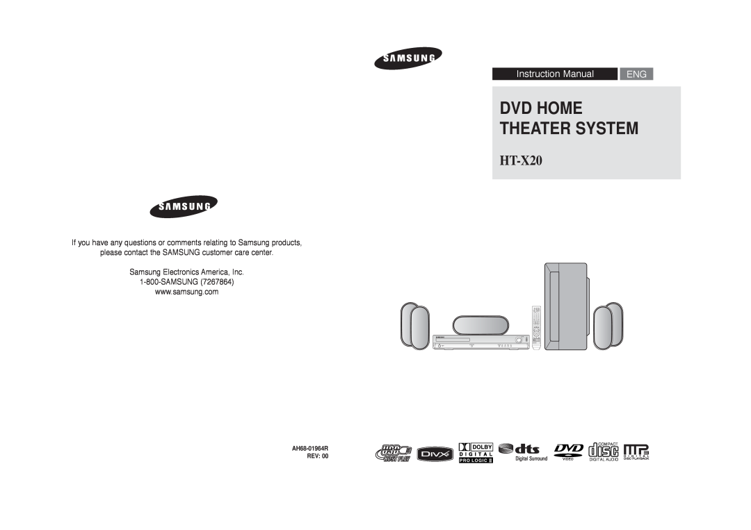 Samsung HT-X20 instruction manual Dvd Home Theater System, please contact the SAMSUNG customer care center 