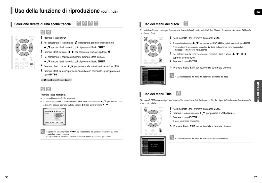 Samsung HT-X200R/XET manual Uso del menu del disco DVD, Uso del menu Title DVD 