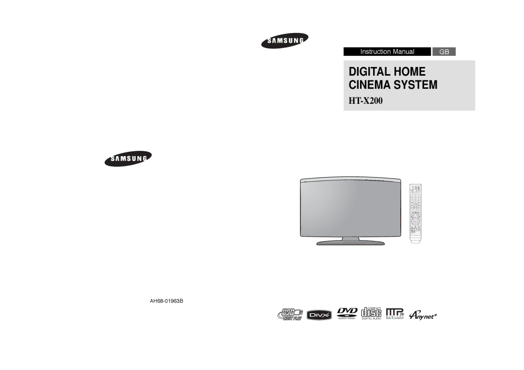 Samsung HT-X200R/XEF, HT-X200T/ADL, HT-X200R/XET, HT-X200R/XEO manual Digital Home Cinema System 
