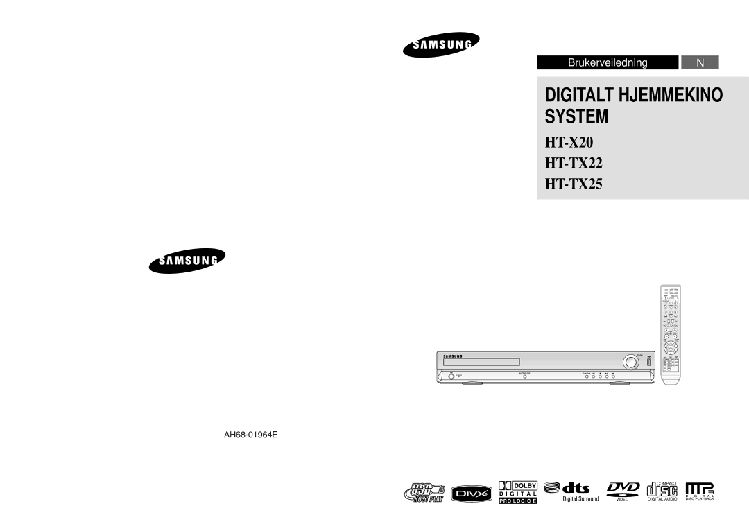 Samsung HT-X20R/XEE manual Digitalt Hjemmekino System 