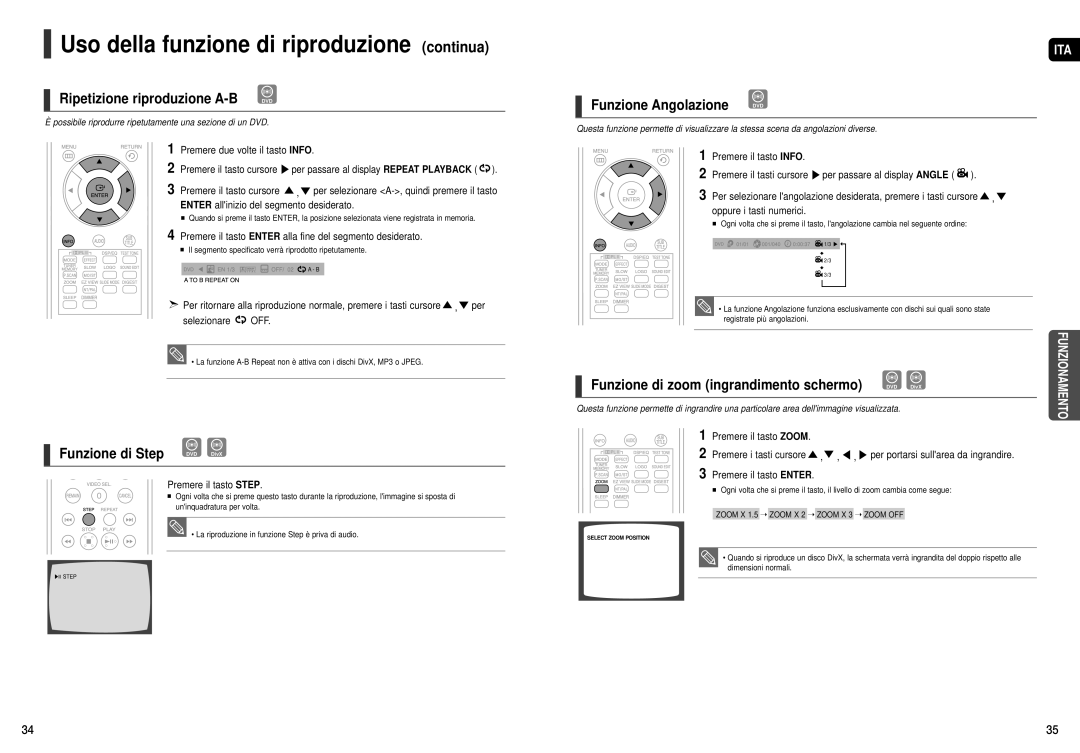 Samsung HT-X20R/XET manual Premere due volte il tasto Info, Premere il tasto cursore, Premere il tasto Step 