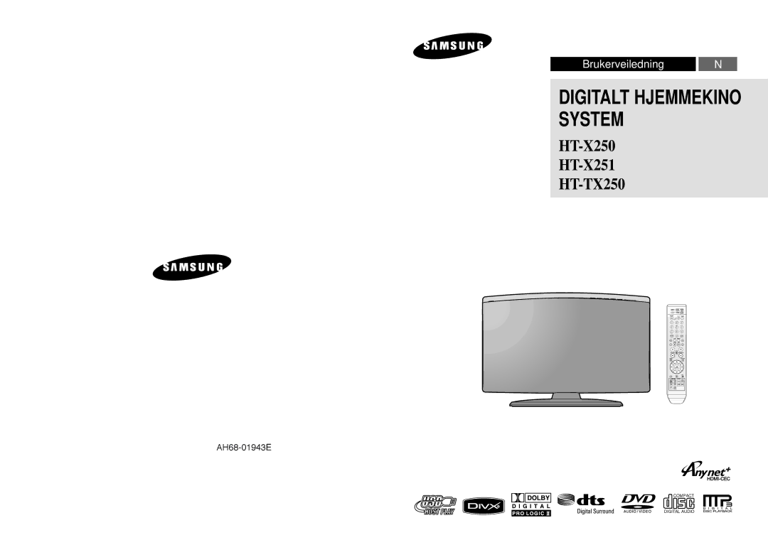 Samsung HT-X251R/XEE, HT-X250R/XEE manual Digitalt Hjemmekino System 