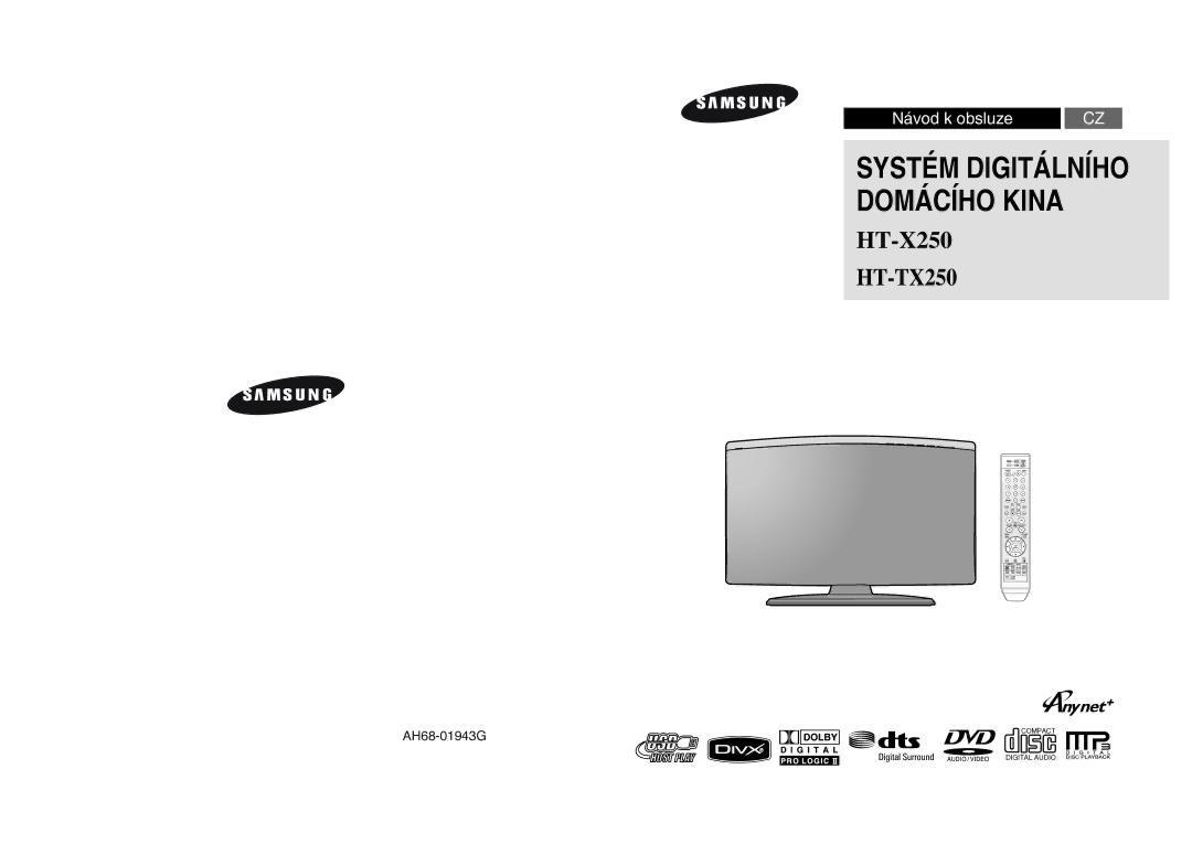 Samsung HT-X250R/XET, HT-TX250T/ADL, HT-X250R/XEG, HT-X250R/XEE, HT-TX250R/XEF, HT-X250R/XEF manual Digital Home Cinema System 