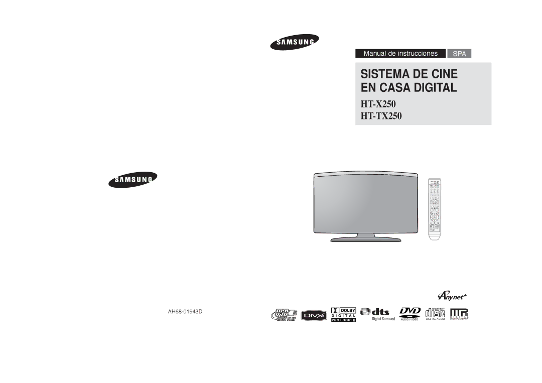 Samsung HT-X250R/XEO, HT-X250R/XET manual Sistema DE Cine EN Casa Digital 