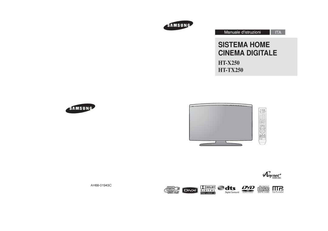 Samsung HT-X250R/XET manual Sistema Home Cinema Digitale 