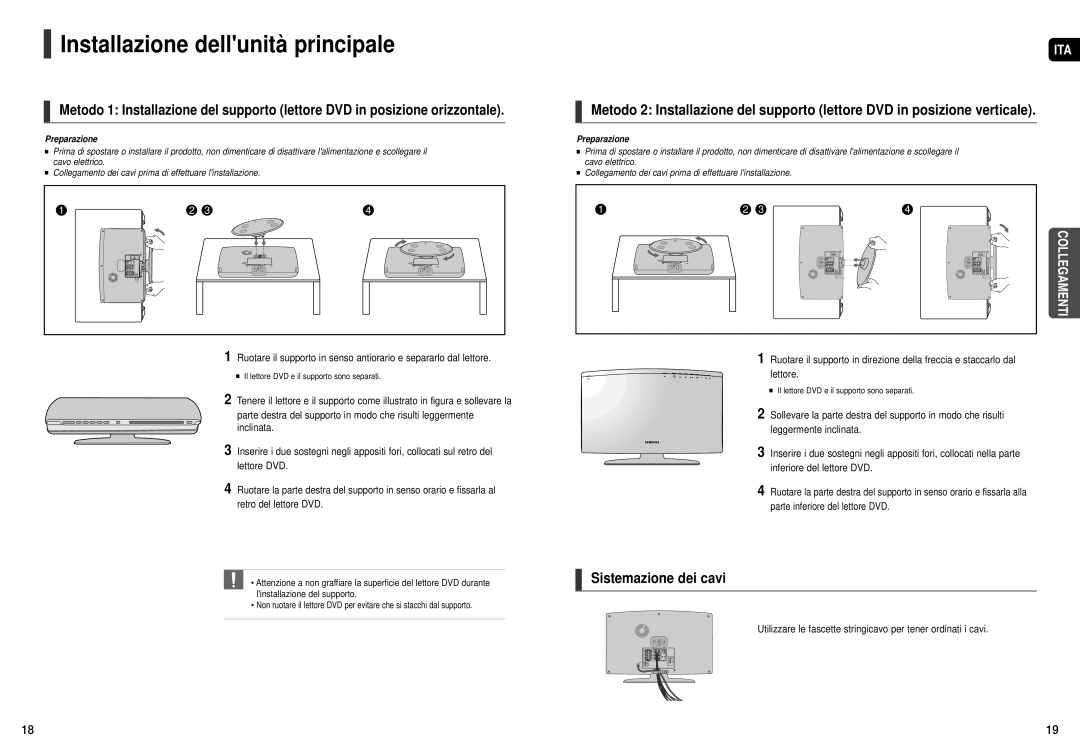 Samsung HT-X250R/XET manual Installazione dellunità principale 