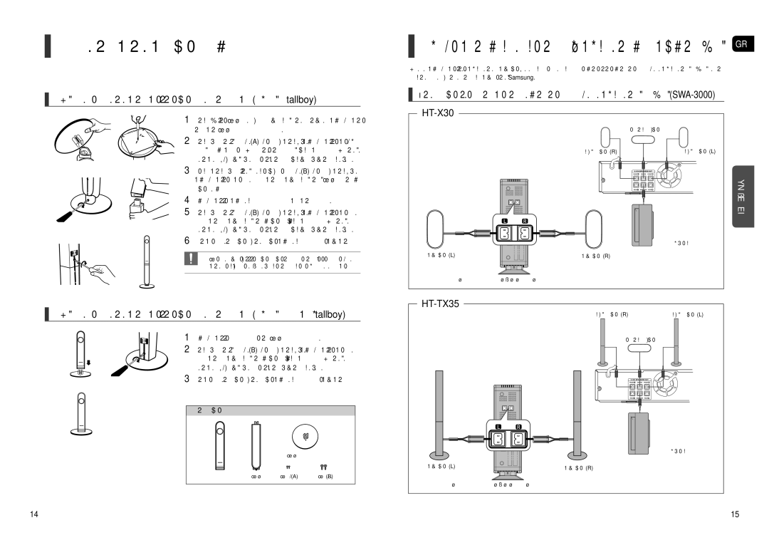 Samsung HT-X30R/XEO manual Εγκατάσταση ηχείου, Πώς να εγκαταστήσετε το ηχείο και τη βάση Τύπος tallboy 