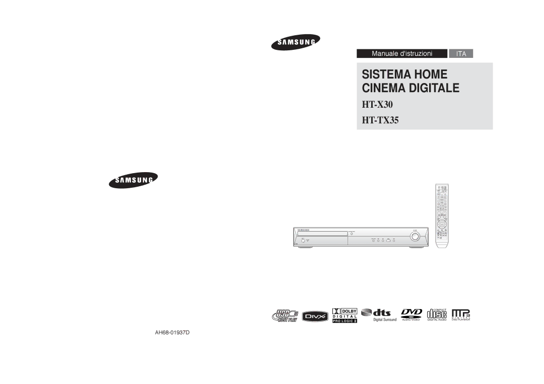 Samsung HT-X30R/XET manual Sistema Home Cinema Digitale 