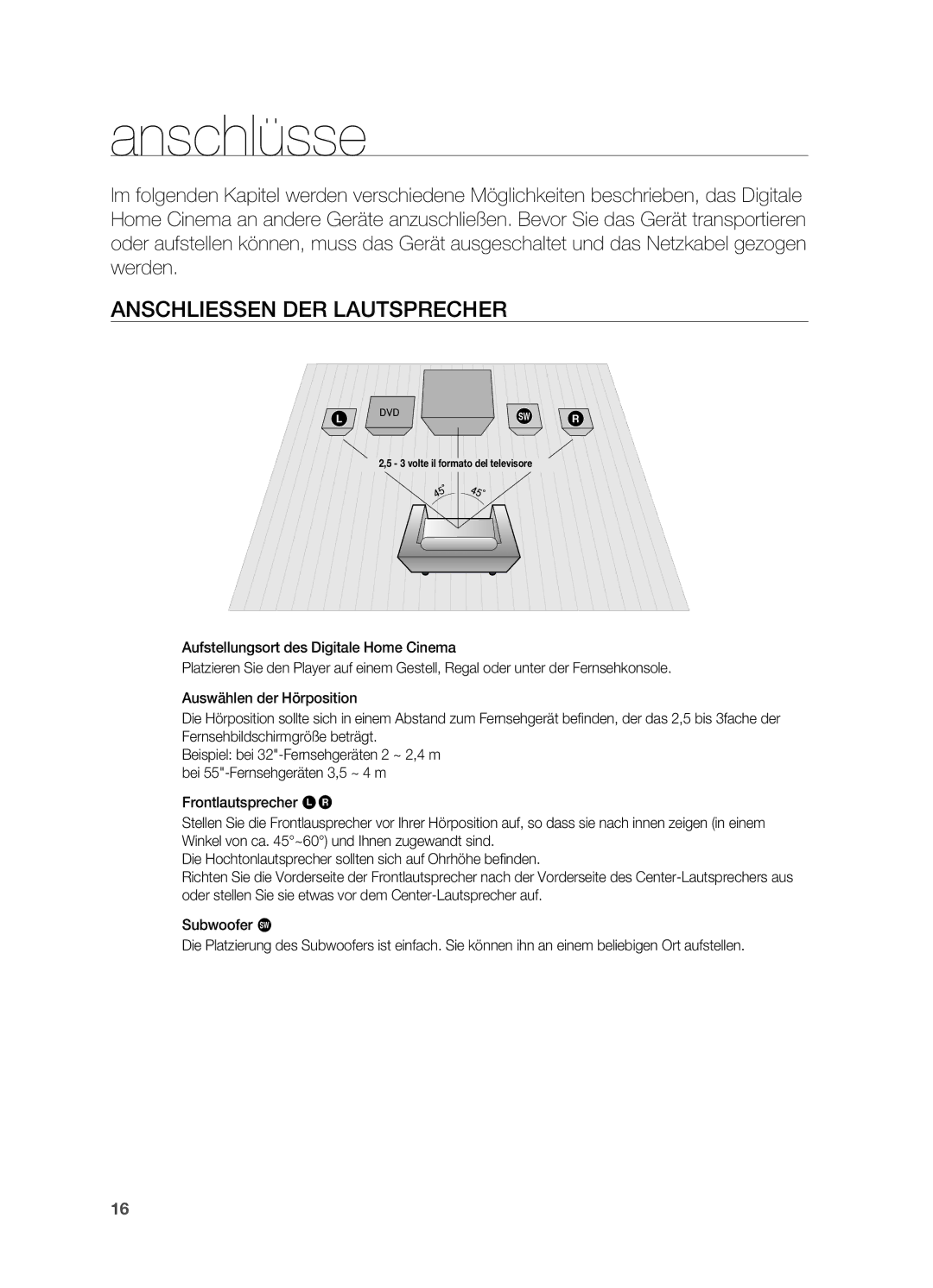 Samsung HT-X620T/EDC, HT-X620T/XEF manual Anschlüsse, Anschliessen der Lautsprecher 