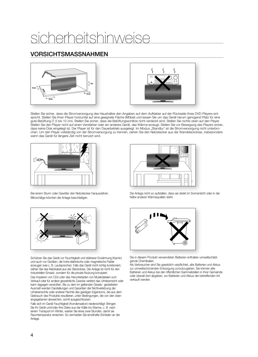 Samsung HT-X620T/EDC, HT-X620T/XEF manual Sicherheitshinweise, VoRSICHtSMASSNAHMEN 