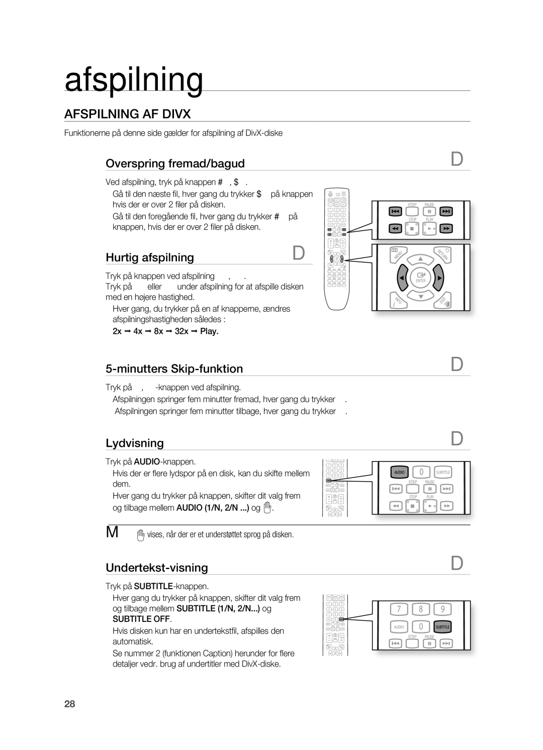 Samsung HT-X620T/XEE manual AFSpILNING AF Divx 